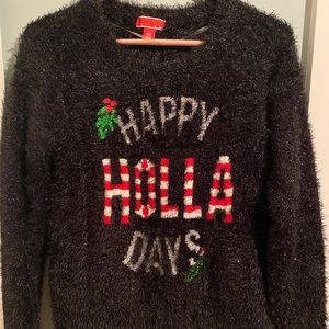 Metallic Shaggy Holiday Sweater - Happy Holla Days